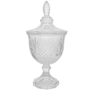 Bomboniere Potiche de Cristal Sortido Baleiro com Pé e Tampa Dublin Lyor Decorativo Transparente — Lyor