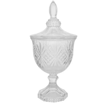Bomboniere Potiche de Cristal Sortido Baleiro com Pé e Tampa Dublin Lyor Decorativo Transparente — Lyor