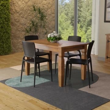 Conjunto Mesa Madeira Maciça Marin Brasil 4 Cadeiras Safira Preta Tramontina — Tramontina