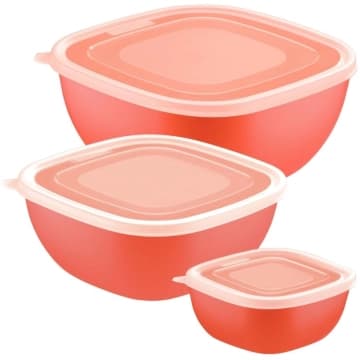Jogo de Potes Tramontina MixColor em Polipropileno Laranja com Tampa Transparente 3 Peças — Tramontina