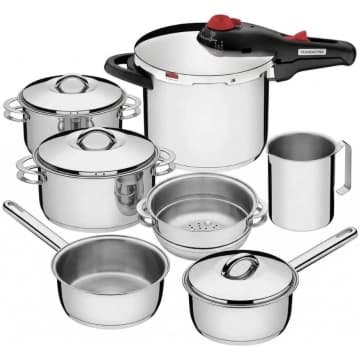 Kit Jogo de Panelas Tramontina Solar 7 Peças Aço Inox Indução — Tramontina