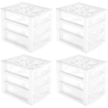 Kit 4 Gaveteiros Plásticos 3 Gavetas Ordene 16,5x13x13,5cm Porta Objetos Acessórios — Ordene