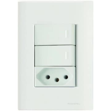 Conjunto 4x2 Tramontina 2 Interruptores 1 Tomada Branco — Tramontina