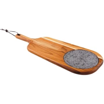 Tábua para Queijos Tramontina Provence em Madeira Teca com Cabo e Pedra 48x19 cm — Tramontina
