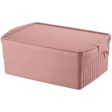 Caixa Organizadora com Tampa 21L Crippa Empilhável Himalaia Rosa Escritório Closet — Crippa