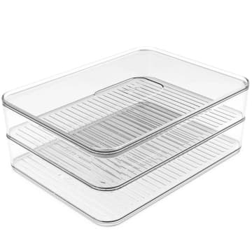 Porta Frios Duplo Transparente Organizador Clear Fresh Porta Queijo E Presunto OU — Ou