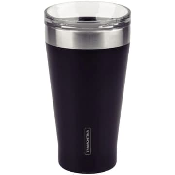 Copo Térmico Tramontina Exata em Aço Inox Preto com Tampa 550 ml — Tramontina
