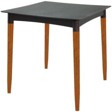 Mesa Tramontina Laura Rattan 70 cm Polipropileno Preto Pernas Madeira — Tramontina