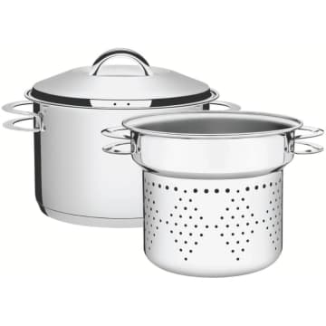Jogo Cozi-Pasta Tramontina Solar em Aço Inox Fundo Triplo com Alças 2 Peças 24 cm — Tramontina