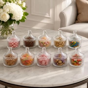 Kit 10 Potiches Cristal Lyor Carrossel 10,5x12,5cm com Tampa — Lyor