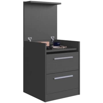 Mesa de Cabeceira com Compartimento Oculto 2 Gavetas Grafite MDP Lock Art In Móveis — Art In Móveis
