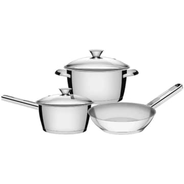 Jogo de Panelas Tramontina Allegra Aço Inox Fundo Triplo 3 Peças — Tramontina