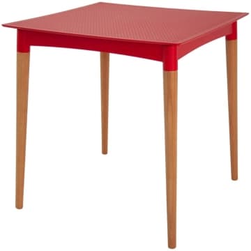 Mesa Tramontina Laura Rattan 70 cm em Polipropileno Vermelho com Pernas de Madeira — Tramontina