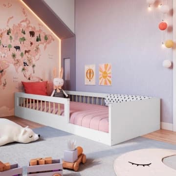 Cama Infantil Montessoriana Solteiro Affetto Branco Completa Móveis — Completa Móveis