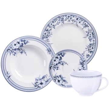 Aparelho de Jantar 16 Peças Azzura Porcelana Tramontina Azul Mesa Posta 4 Pessoas — Tramontina