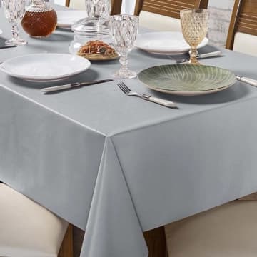 Toalha De Mesa PVC 1,40m x 1,40m Para Mesa 4 Lugares Lisa Térmica Impermeável Fácil de Limpar Cinza — Casa Scarpa