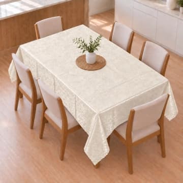 Toalha De Mesa 1,50m x 2,30m Para Mesa 6 Lugares Estampa Floral Impermeável Fácil de Limpar Palha — Casa Scarpa