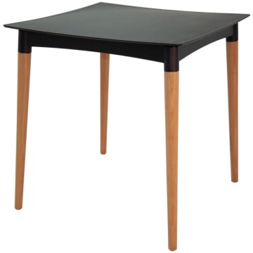 Mesa Quadrada Tramontina Diana Preta em Polipropileno com Pernas de Madeira 70 x 70 x 75 cm — Tramontina