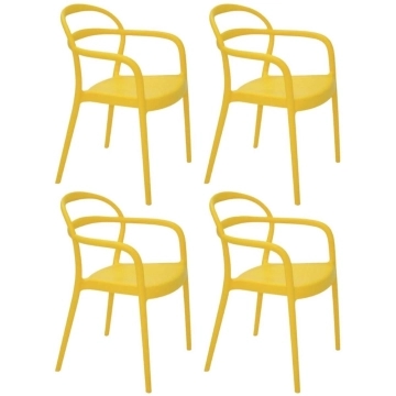 Kit 4 Cadeiras Amarelas com Braços Plásticas Tramontina Summ — Tramontina