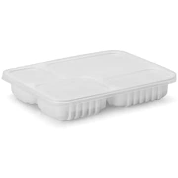 100un Bandeja Refeição com 4 Divisórias 1225ml G324 Branco Freezer Microondas Galvanotek — Galvanotek