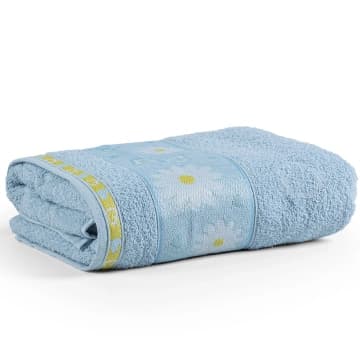 Toalha de Banho Avulsa Minimi Infantil 100% Algodão - 1,15m x 75cm - Margarida - Azul — Casa Scarpa