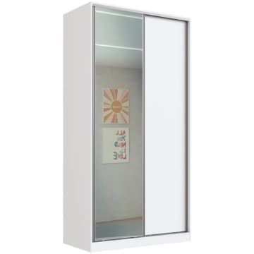 Guarda Roupa Solteiro Espelho Branco 2 Portas de Correr 120x59,8x235cm RC2005 Emovell — Emovell