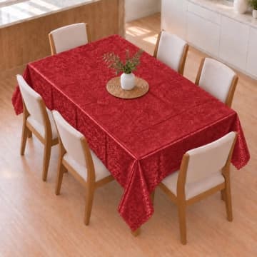 Toalha De Mesa 1,50m x 2,30m Para Mesa 6 Lugares Estampa Floral Impermeável Fácil de Limpar Vermelho — Casa Scarpa