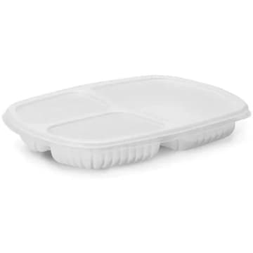 100un Bandeja Refeição com 3 Divisórias 850ml G331 Branco Freezer Microondas Galvanotek — Galvanotek