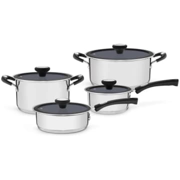 Jogo de Panelas Tramontina Solar Ceramic em Aço Inox com Revestimento Interno Cerâmico Grafite 4 Peças — Tramontina