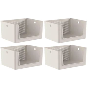 Kit 4 Cestos Organizadores Telado Abertura Frontal 16L Bege — Ou
