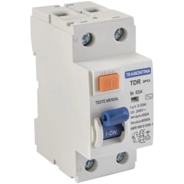 Interruptor TDR-63 2P 63 A 30 mA 6 KA Tramontina — Tramontina