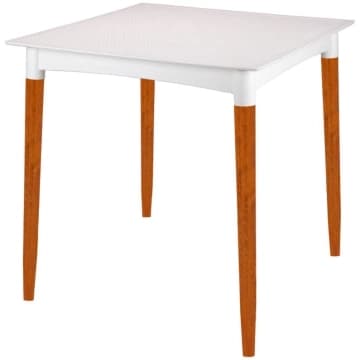 Mesa Tramontina Laura Rattan 70 cm Polipropileno Branco Pernas Madeira — Tramontina