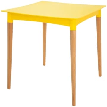 Mesa Tramontina Diana 70 cm em Polipropileno Amarelo com Pernas de Madeira — Tramontina