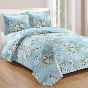 Kit Cobre Leito Colcha Mix Queen Estampado Dupla Face Floral 3 Peças - Yasmin — Casa Scarpa