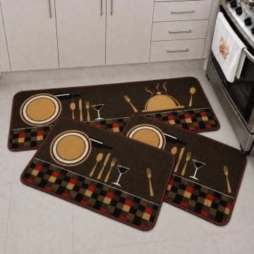 Kit Tapete para Cozinha 3 Peças Passadeira Antiderrapante Emborrachada Carpete Gourmet — Casa Scarpa