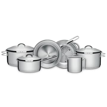 Jogo de Panelas Tramontina Solar em Aço Inox com Fundo Triplo e Tampas de Inox 6 Peças — Tramontina