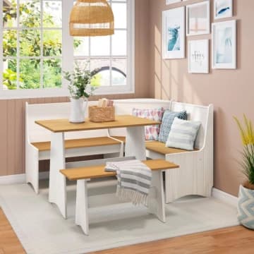Conjunto Canto Alemão em Madeira Maciça Branco Natural Marin Brasil — Marin Brasil