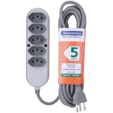 Extensão Multipla 5 Tomadas 2P+T 10 A 250 V Tramontina 5 m — Tramontina
