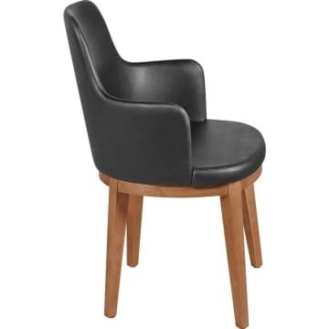 Poltrona Madeira Braços Tauari Estofado Preto Tramontina — Tramontina