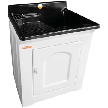 Tanque para Lavanderia 50L com Gabinete Organizador Saboneteira Preto Área de Serviço — Stilofibras