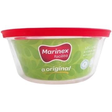 Pote Redondo Tigela De Vidro 1,2l Médio com Tampa Plástica Facilitá Marinex — Marinex