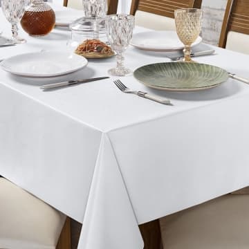 Toalha De Mesa PVC 2,00m x 1,40m Para Mesa 6 Lugares Lisa Térmica Impermeável Fácil de Limpar Branco — Casa Scarpa
