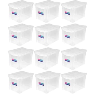 Kit 12 Caixas Organizadoras 30L Multiuso Alta Ordene Transparente Radical Color — Ordene