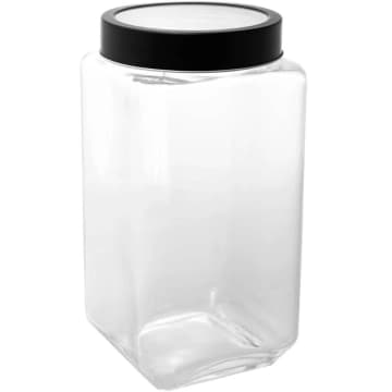 Pote de Vidro Lyor 2,2L Tampa de Metal Preta Porta Mantiment — Lyor