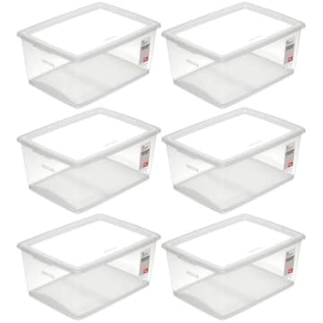 6 Caixas Organizadoras com Tampa 30L Empilháveis Click Ordene de Plástico — Ordene