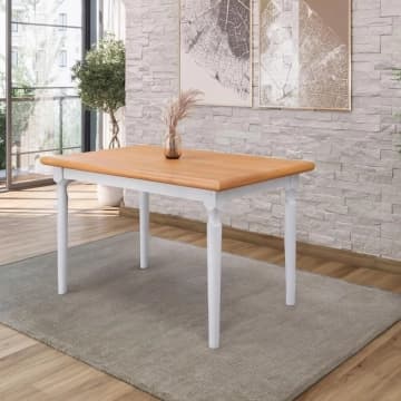 Mesa de Jantar em Madeira Údine 125x80cm Branco Natural Piratini — Piratini