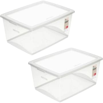 2 Caixas Organizadoras Plástica 60L Tampa My Closet Ordene Transparente Empilháveis — Ordene