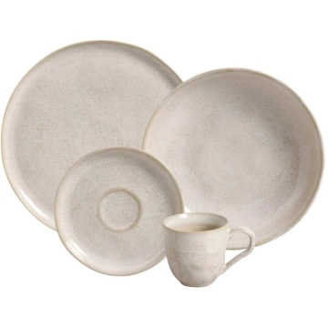 Aparelho de Jantar 24 Peças Cerâmica Bio Latte Off White Porto Brasil Mesa Posta — Porto Brasil