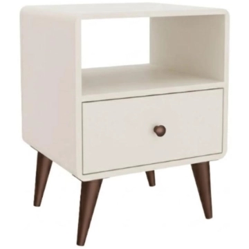 Mesa de Cabeceira 1 Gaveta Curve Off White 45x40x58cm Movelbento — Movelbento