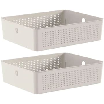 Kit 2 Caixas Organizadoras Flow Bege 34x27x9cm Cesto para La — Ou